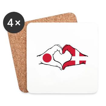Japan Denmark Hands Heart Shape - Coasters (set of 4) - white - Front