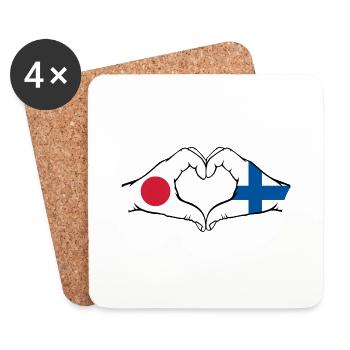 Japan Finland Hands Heart Shape - Coasters (set of 4) - white - Front