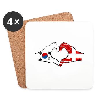 South Korea Denmark hands heart shape used - Coasters (set of 4) - white - Front