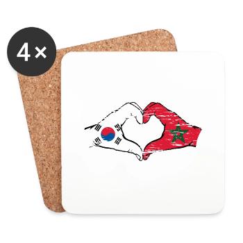 Corée du Sud Maroc mains forme de coeur utilisé - Dessous de verre (lot de 4) - blanc - Devant