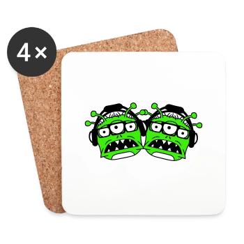 2 DJ Aliens Aliens Horreur Deux monstres Équipe - Dessous de verre (lot de 4) - blanc - Devant