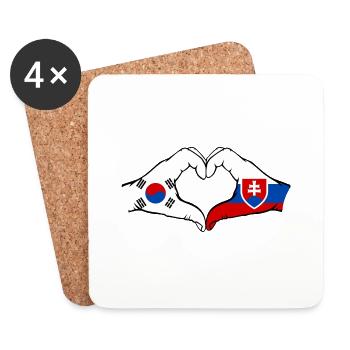 South Korea Slovakia Hands Heart Shape - Coasters (set of 4) - white - Front