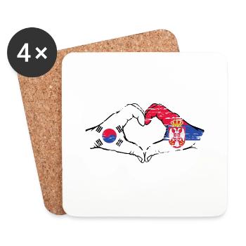 Corée du Sud Serbie Mains Forme de Coeur Utilisé - Dessous de verre (lot de 4) - blanc - Devant