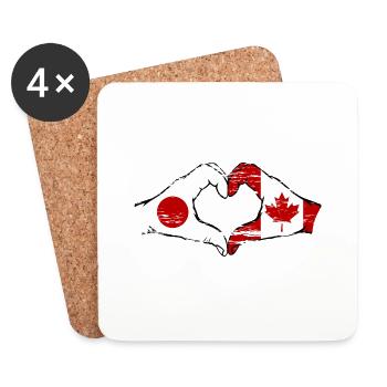 Japan Canada Hands Heart Shape Used - Coasters (set of 4) - white - Front