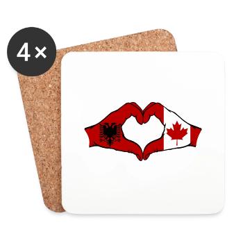 Albania Canada Hands Heart Shape - Coasters (set of 4) - white - Front