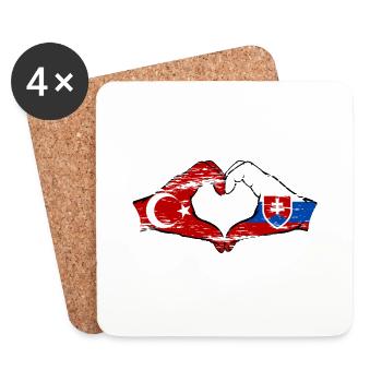 Turkey Slovakia Hands Heart Shape Used - Coasters (set of 4) - white - Front