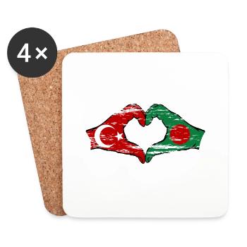 Turkey Bangladesh Hands Heart Shape Used - Coasters (set of 4) - white - Front