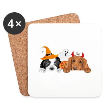 Peeking dogs with Halloween fancy accessories - Coasters (set of 4) - white - Front