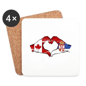 Canada Serbia Hands Heart Shape Used - Coasters (set of 4) - white - Front