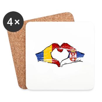 Roumanie Serbie Mains Forme de coeur Utilisé - Dessous de verre (lot de 4) - blanc - Devant