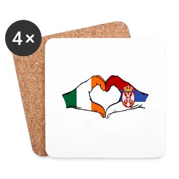 Irland Serbien Hände Herzform - Untersetzer (4er-Set) - Weiß - Vorne