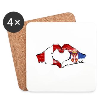 Peru Serbia Hands Heart Shape Used - Coasters (set of 4) - white - Front