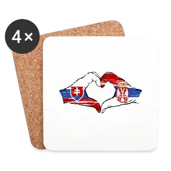 Slowakei Serbien Flagge Herzform used - Untersetzer (4er-Set) - Weiß - Vorne
