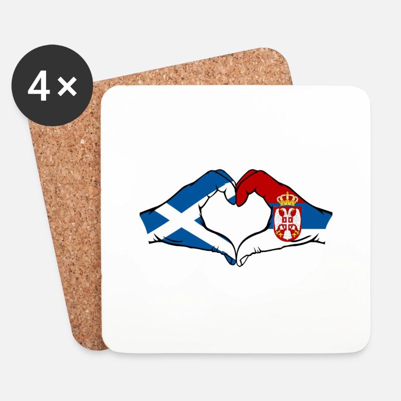 Schottland Serbien Flagge Herzform - Untersetzer (4er-Set) - Weiß