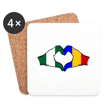 Nigeria Romania Flag Heart Shape - Coasters (set of 4) - white - Front