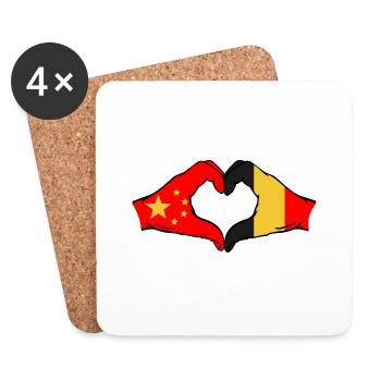 China Belgium Flag Heart Shape - Coasters (set of 4) - white - Front
