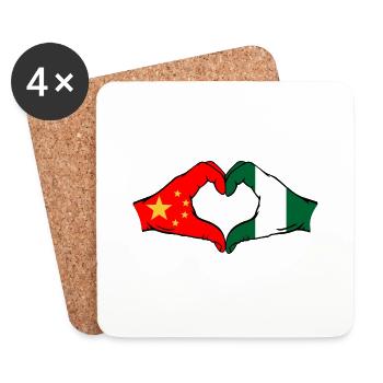 China Nigeria Flag Heart Shape - Coasters (set of 4) - white - Front