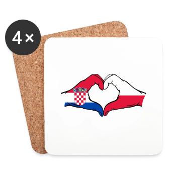 Kroatien Polen Flaggen Herzform - Untersetzer (4er-Set) - Weiß - Vorne