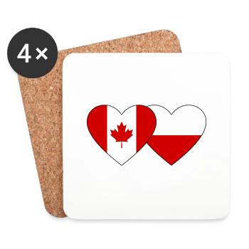 Canada Poland Flag Heart - Coasters (set of 4) - white - Front