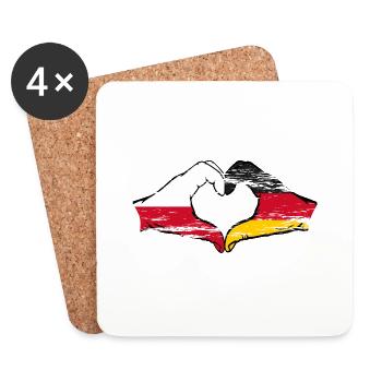 Poland Germany Flag Heart Shape Used - Coasters (set of 4) - white - Front
