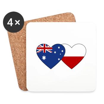 Drapeau de l’Australie et de la Pologne Coeur - Dessous de verre (lot de 4) - blanc - Devant