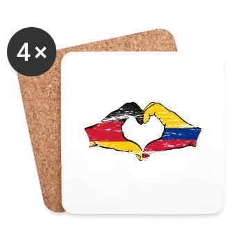 Germany Colombia flag hands heart shape used - Coasters (set of 4) - white - Front