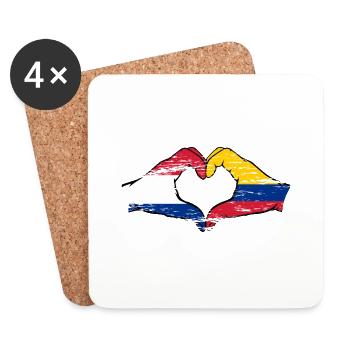 Holland Kolumbien Flagge Hände Herzform used - Untersetzer (4er-Set) - Weiß - Vorne