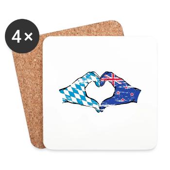 Bavaria New Zealand Flag Hands Heart Shape Used - Coasters (set of 4) - white - Front