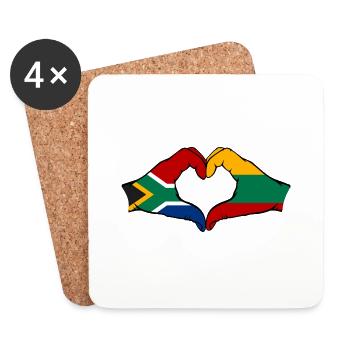 Südafrika Litauen Flagge Hände Herzform - Untersetzer (4er-Set) - Weiß - Vorne