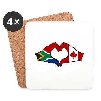 Südafrika Kanada Flagge Hände Herzform - Untersetzer (4er-Set) - Weiß - Vorne