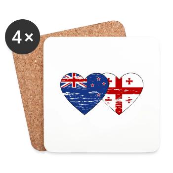 Neuseeland Georgien Flagge Herz used - Untersetzer (4er-Set) - Weiß - Vorne
