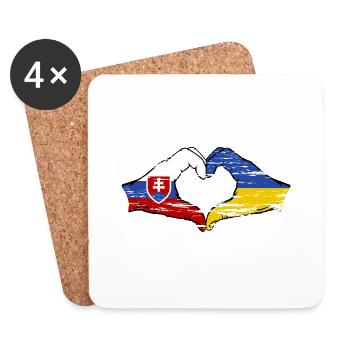 Slowakei Ukraine Flagge Hände Herzform used - Untersetzer (4er-Set) - Weiß - Vorne
