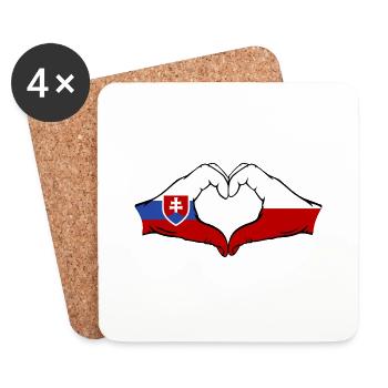 Slowakei Polen Flagge Hände Herzform - Untersetzer (4er-Set) - Weiß - Vorne