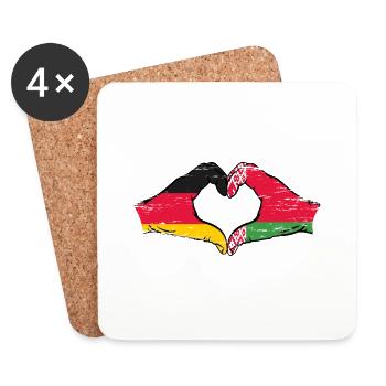 Germany Belarus Flag Hands Heart Shape Used - Coasters (set of 4) - white - Front