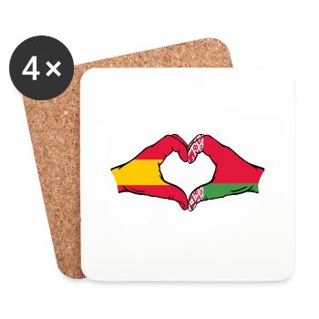 Spanien Belarus Flagge Hände Herzform - Untersetzer (4er-Set) - Weiß - Vorne