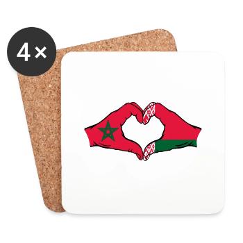 Marokko Belarus Flagge Hände Herzform - Untersetzer (4er-Set) - Weiß - Vorne