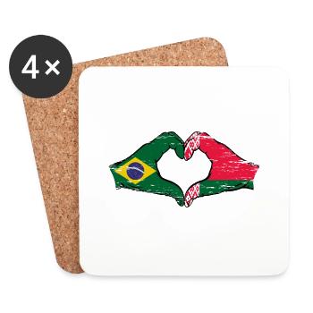 Brasilien Belarus Flagge Hände Herzform used - Untersetzer (4er-Set) - Weiß - Vorne