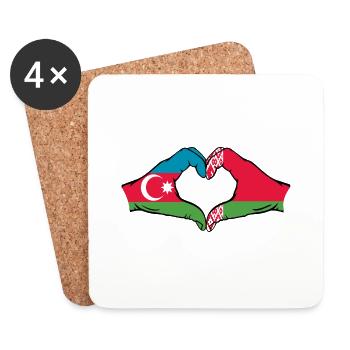 Azerbaijan Belarus Flag Hands Heart Shape - Coasters (set of 4) - white - Front