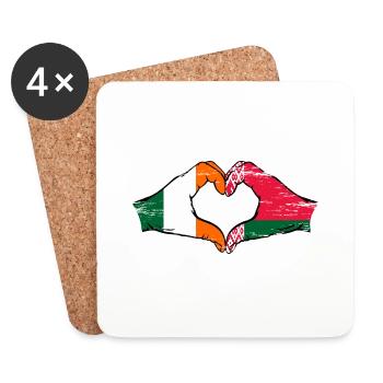 Irland Belarus Flagge Hände Herzform used - Untersetzer (4er-Set) - Weiß - Vorne