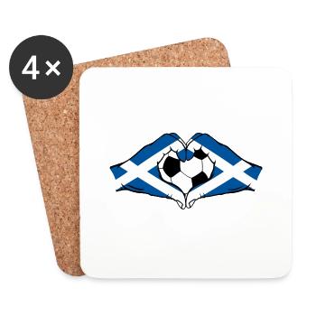 Forme de coeur de mains de football de drapeau d'Écosse - Dessous de verre (lot de 4) - blanc - Devant