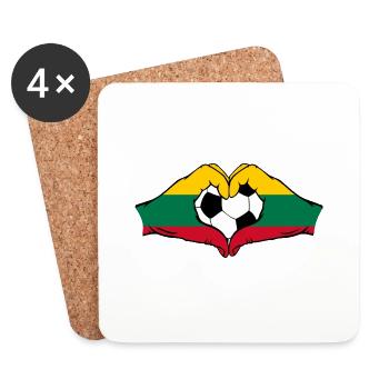 Lithuania flag football hands heart shape - Coasters (set of 4) - white - Front