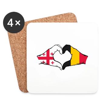 Georgien Belgien Flagge Hände Herzform - Untersetzer (4er-Set) - Weiß - Vorne
