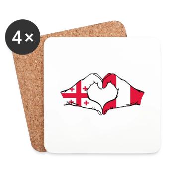 Georgia Peru Flag Hands Heart Shape - Coasters (set of 4) - white - Front
