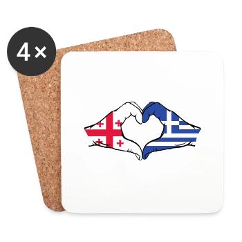 Georgien Griechenland Flagge Hände Herzform - Untersetzer (4er-Set) - Weiß - Vorne