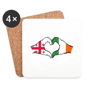 Georgien Irland Flagge Hände Herzform - Untersetzer (4er-Set) - Weiß - Vorne
