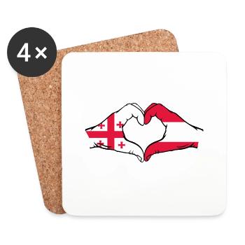 Georgien Österreich Flagge Hände Herzform - Untersetzer (4er-Set) - Weiß - Vorne