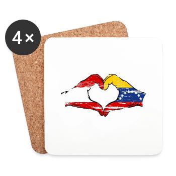 Austria Venezuela Flag Hands Heart Shape used - Coasters (set of 4) - white - Front