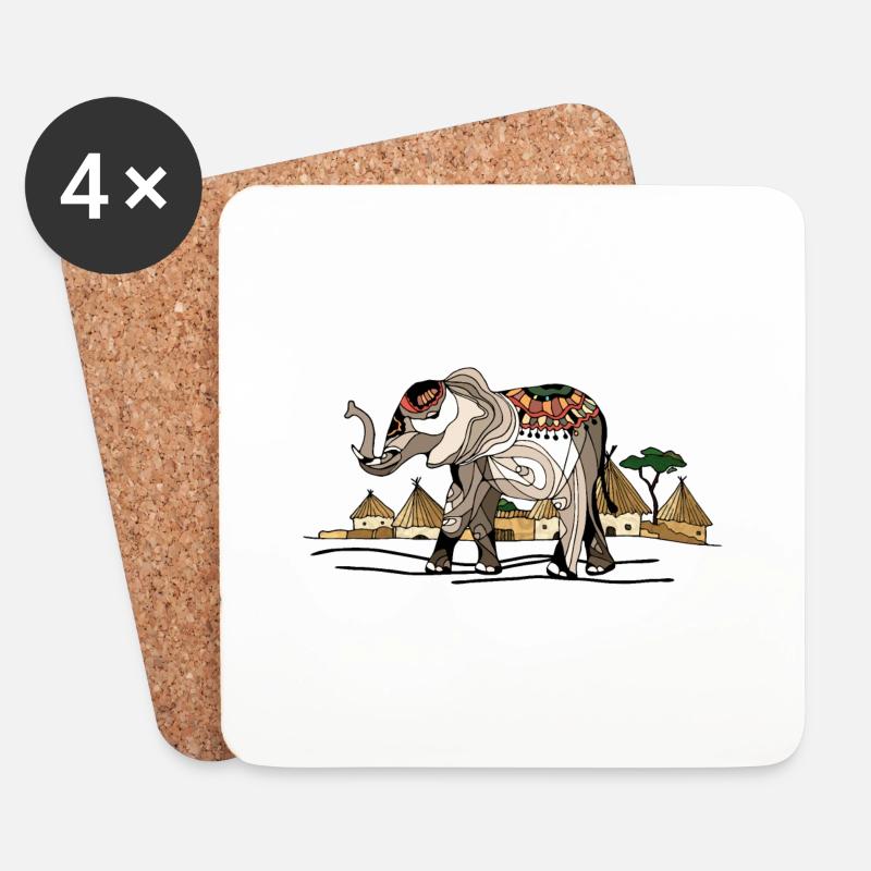 Elefant - Untersetzer (4er-Set) - Weiß