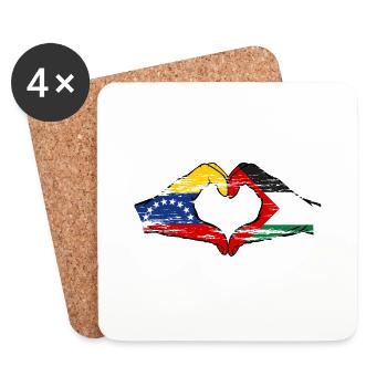 Venezuela Palestine drapeau mains forme de coeur utilisé - Dessous de verre (lot de 4) - blanc - Devant
