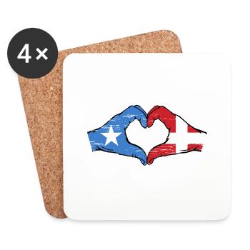 Somalia Denmark flag hands heart shape used - Coasters (set of 4) - white - Front